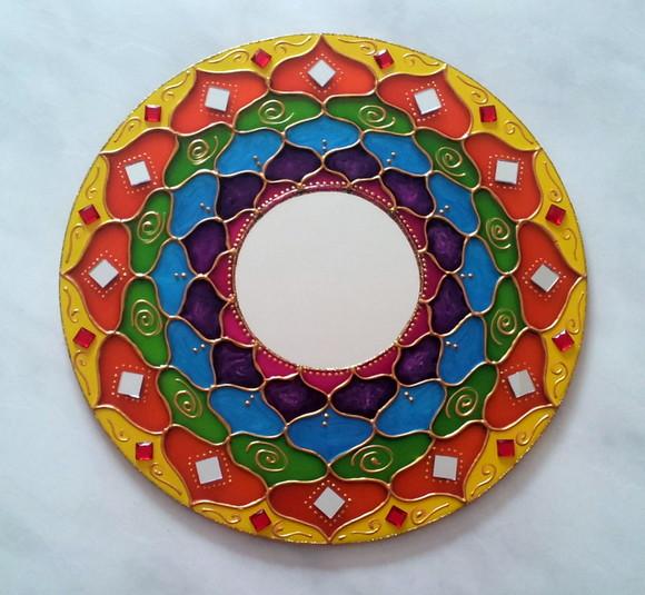 Mandala Colorida Energética 30cm Espelho