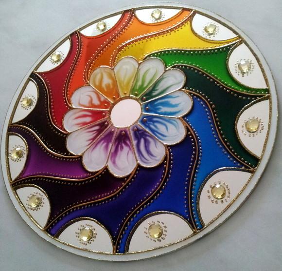 Mandala Cores em Movimento 30cm Espelho