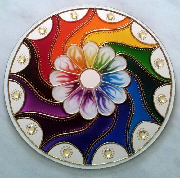 Mandala Cores em Movimento 30cm Espelho