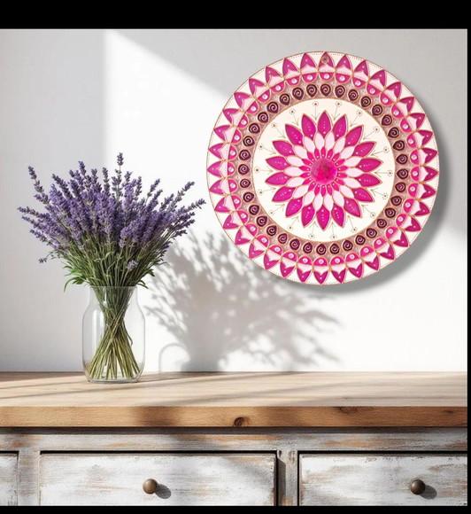 Mandala Decorativa Amor 25cm Rosa e Pink
