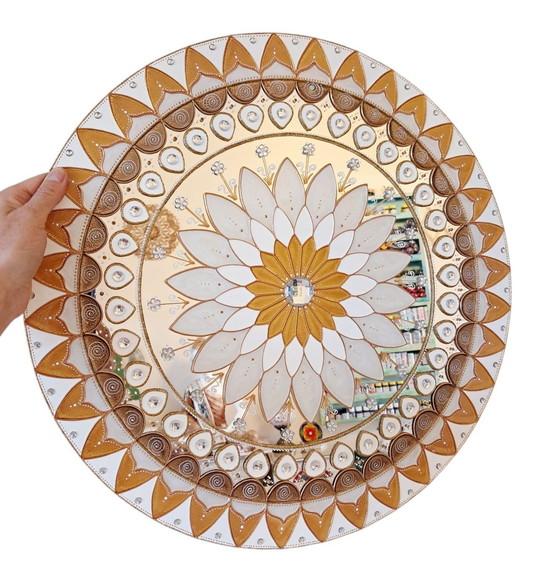 Mandala Decorativa Ouro em Espelho de 50cm