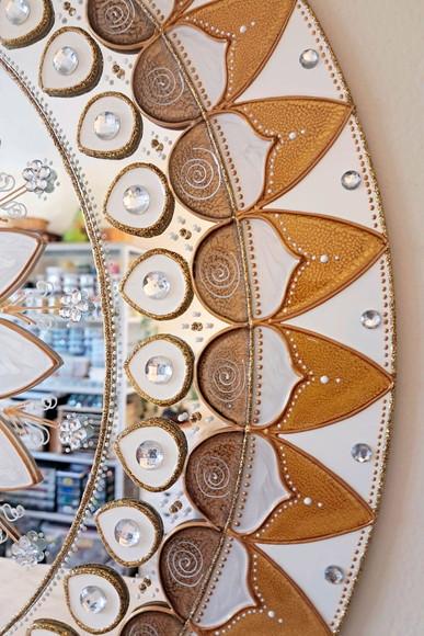 Mandala Decorativa Ouro em Espelho de 50cm