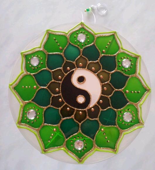 Mandala Decorativa Vitral Yin Yang12cm