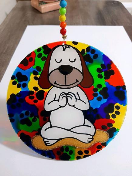 Mandala Dog Zen em Acrílico 15cm
