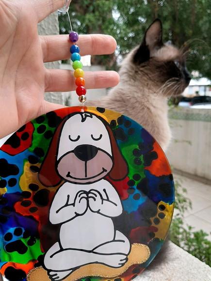 Mandala Dog Zen em Acrílico 15cm