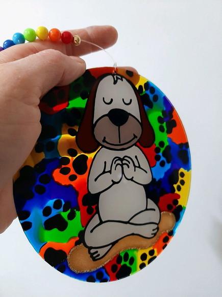 Mandala Dog Zen em Acrílico 15cm