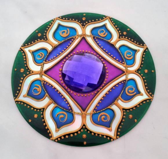 Mandala em Cd Azul Verde e Violeta