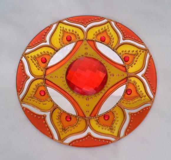 Mandala em Cd Laranja e Amarelo Ouro