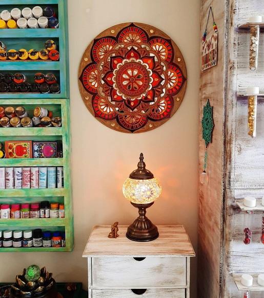 Mandala Espelho Marrom Laranja 40cm