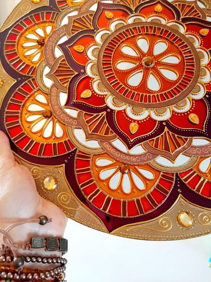 Mandala Espelho Marrom Laranja 40cm