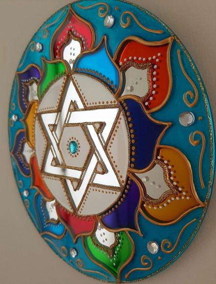 Mandala Estrela de Davi 20cm em Espelho (de Parede)