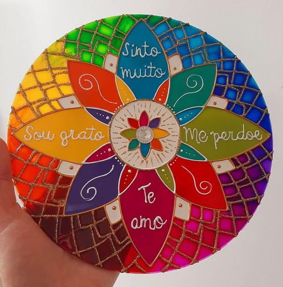 Mandala Ho'oponopono Colorida 20cm de Parede