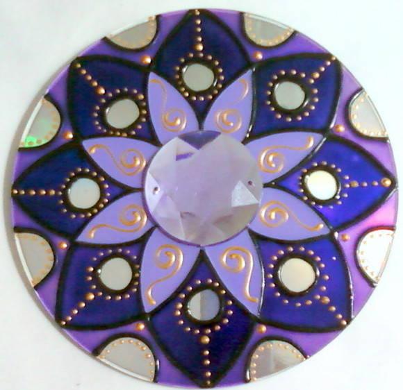 Mandala Luz Violeta em Cd Reciclado