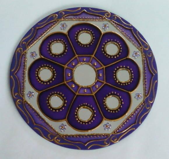 Mandala Lilás em Espelho de 15cm