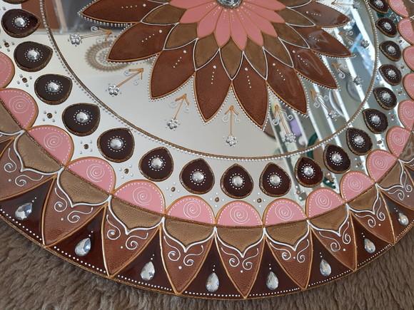 Mandala Marrom e Rosa Gold 60cm (acrílico Espelhado)