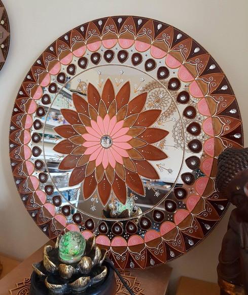 Mandala Marrom e Rosa Gold 60cm (acrílico Espelhado)
