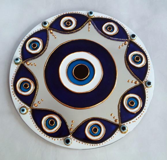 Mandala Olho Grego em espelho de 20cm