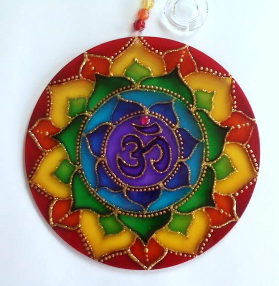 Mandala Om 7 Cores 15cm em Acrílico