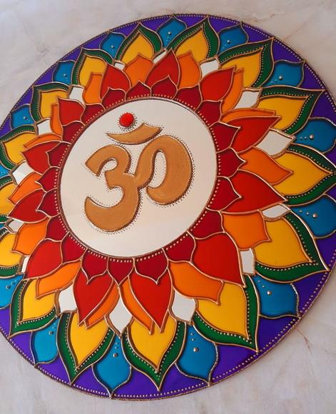 Mandala Om 7 Cores Espelho de 40cm