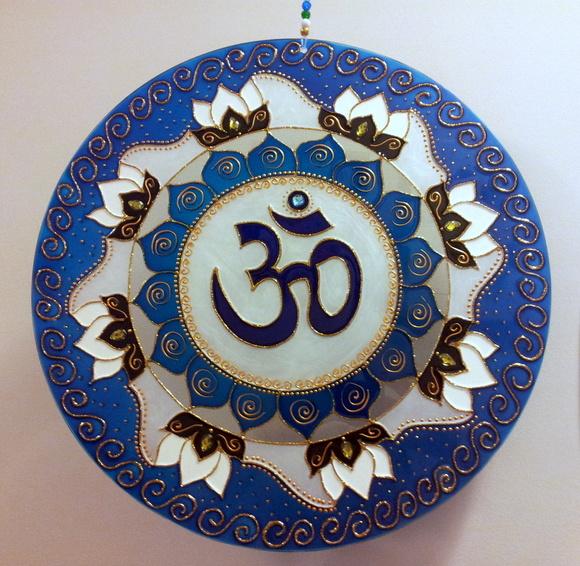 Mandala Om Flor de Lótus Vidro 30cm