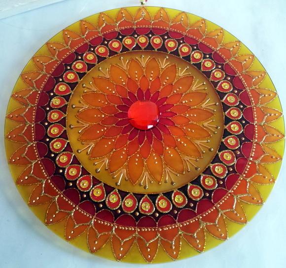 Mandala Prosperidade Vidro 30cm