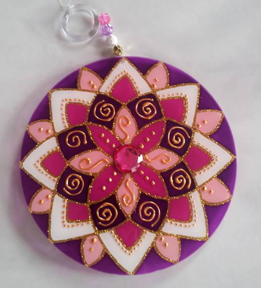 Mandala Rosa e Violeta 15cm