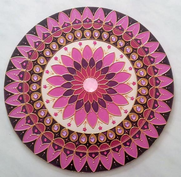 Mandala Rosa Violeta Espelho 40cm Dias das Mães