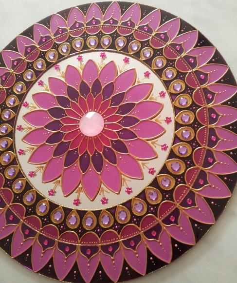 Mandala Rosa Violeta Espelho 40cm Dias das Mães