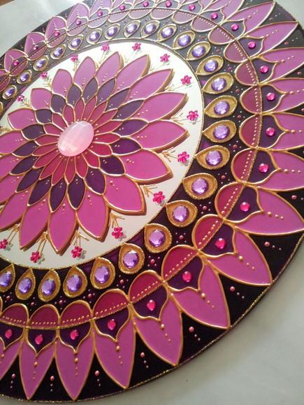 Mandala Rosa Violeta Espelho 40cm Dias das Mães