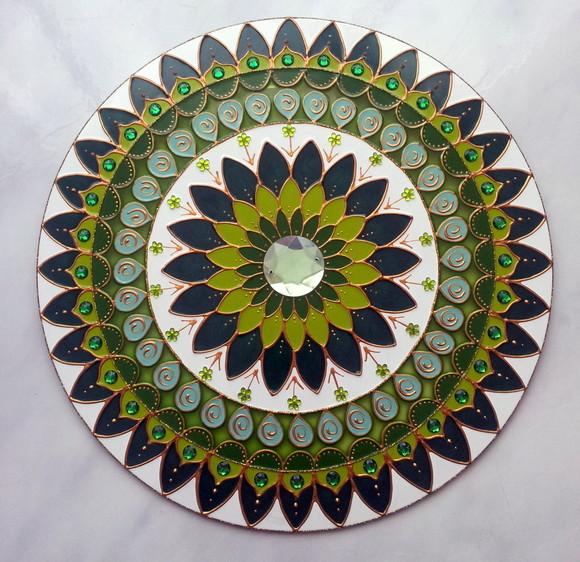 Mandala Saúde e Cura em Vidro de 30cm
