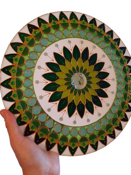 Mandala Saúde e Cura em Vidro de 25cm