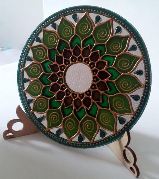 Mandala Saúde Espelho 15cm para Mesa Estante