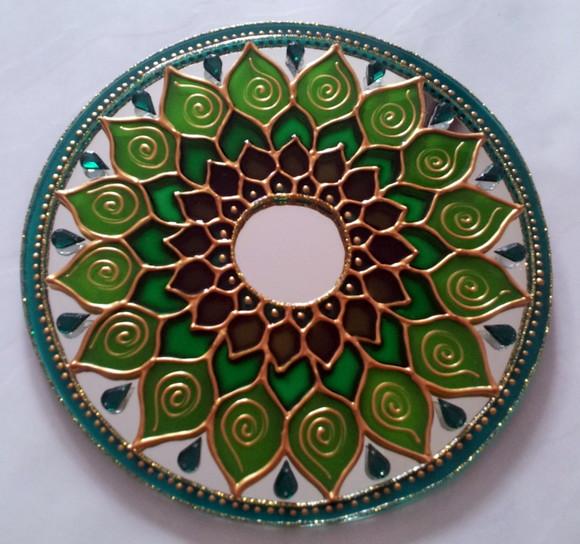 Mandala Saúde Espelho 15cm para Mesa Estante