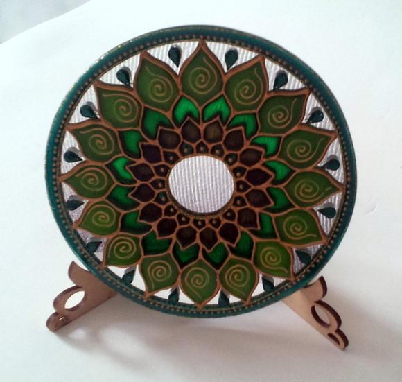 Mandala Saúde Espelho 15cm para Mesa Estante