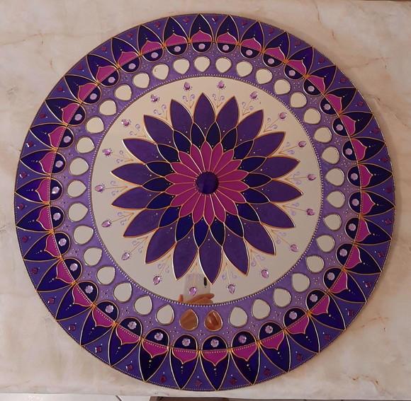 Mandala Violeta 60cm em Acrílico Espelhado
