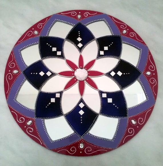 Mandala Violeta e Pink Espelho de 40cm