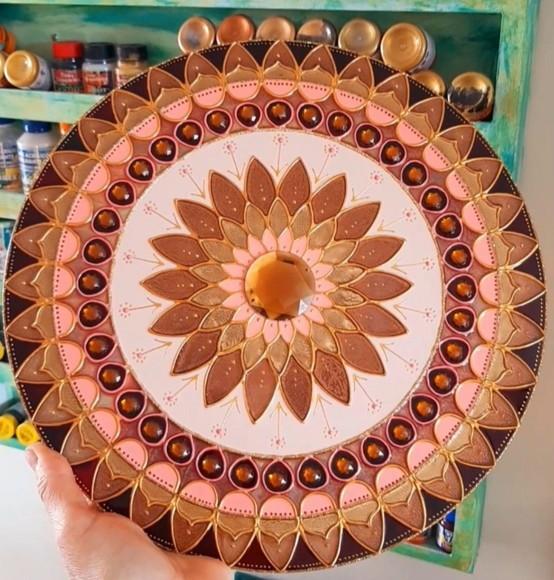 Mandala Vitral Marrom 30cm
