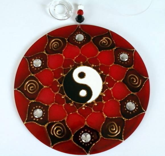 Mandala Yin Yang Vermelha 15cm