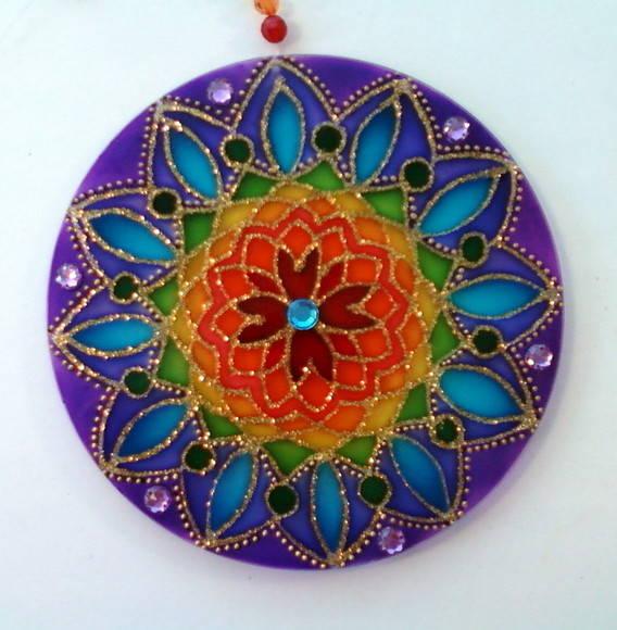 Mandalas 7 Cores Borda Violeta 15cm