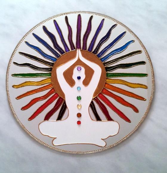 Mandala Yoga Chakras em Espelho de 30cm