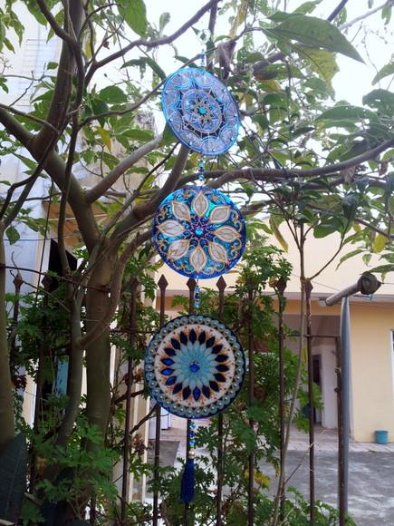 Móbile Mandalas Azuis 15cm
