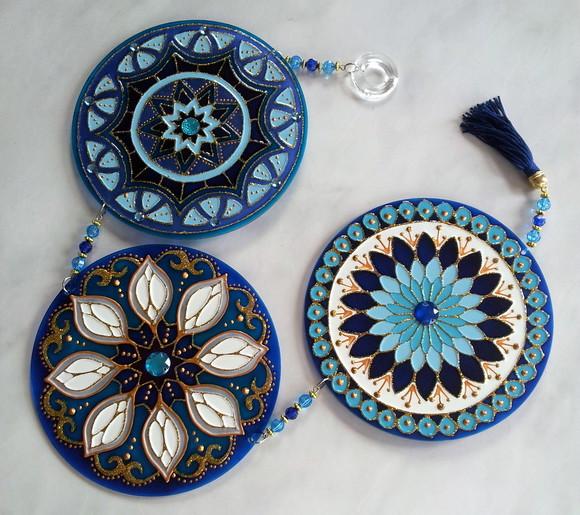 Móbile Mandalas Azuis 15cm