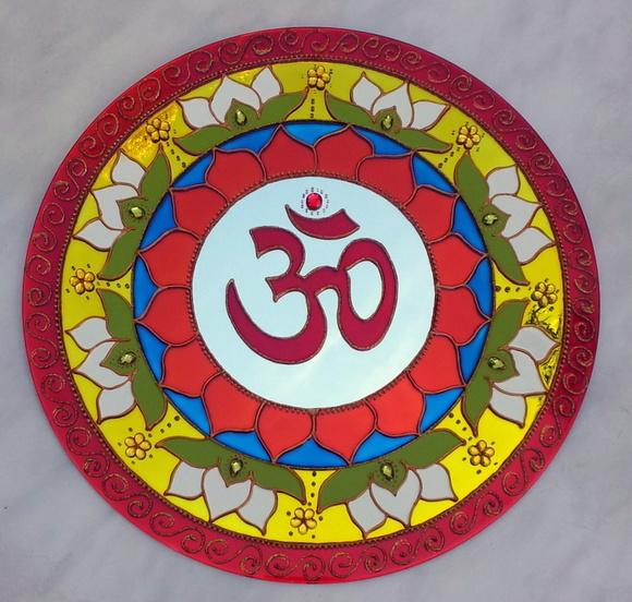 Om Flores de Lótus Espelho 40cm