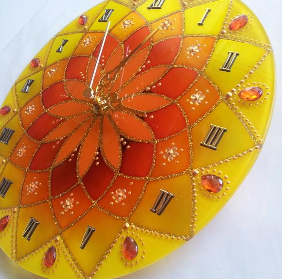 Relógio Amarelo e Laranja 25cm