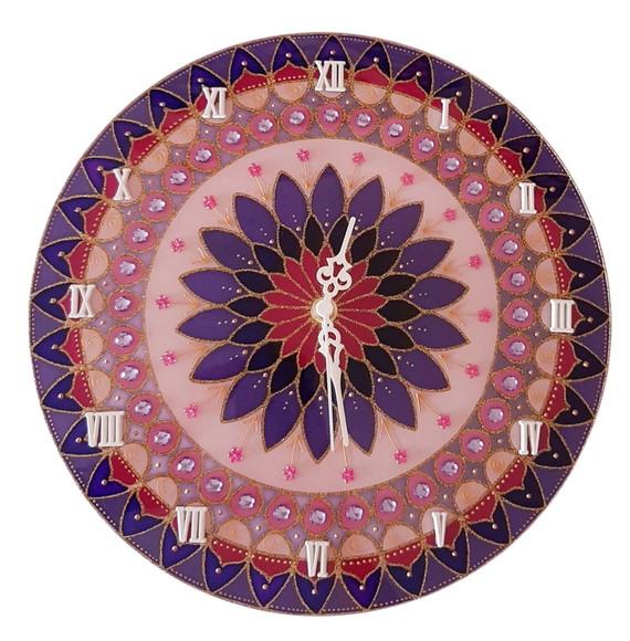 Relógio Decorativo Mandala Violeta e Rosa30cm