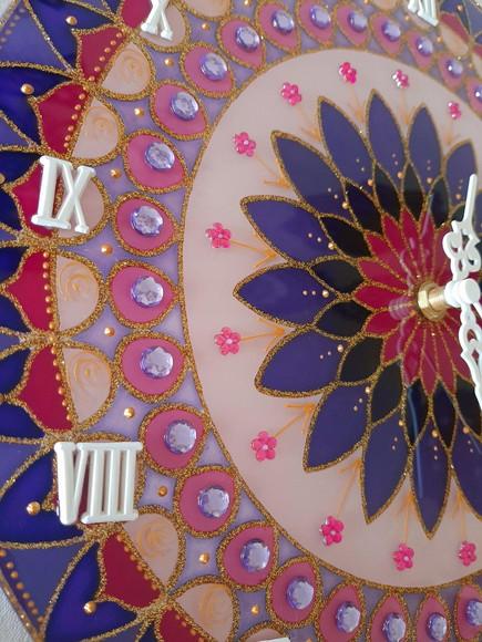 Relógio Decorativo Mandala Violeta e Rosa30cm