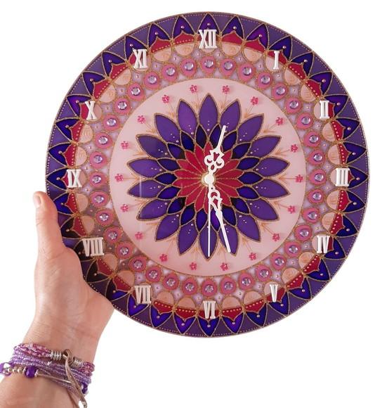 Relógio Decorativo Mandala Violeta e Rosa30cm