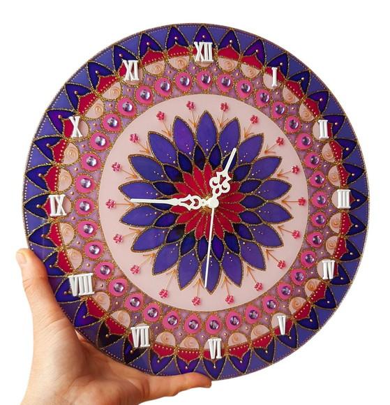 Relógio Decorativo Mandala Violeta e Rosa30cm