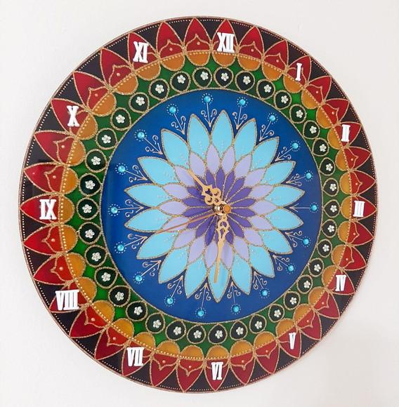 Relógio Mandala 7 Cores em Vidro de 35cm