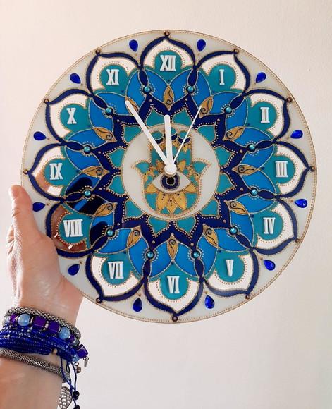 Relógio Mandala Mão de Hamsá 30cm